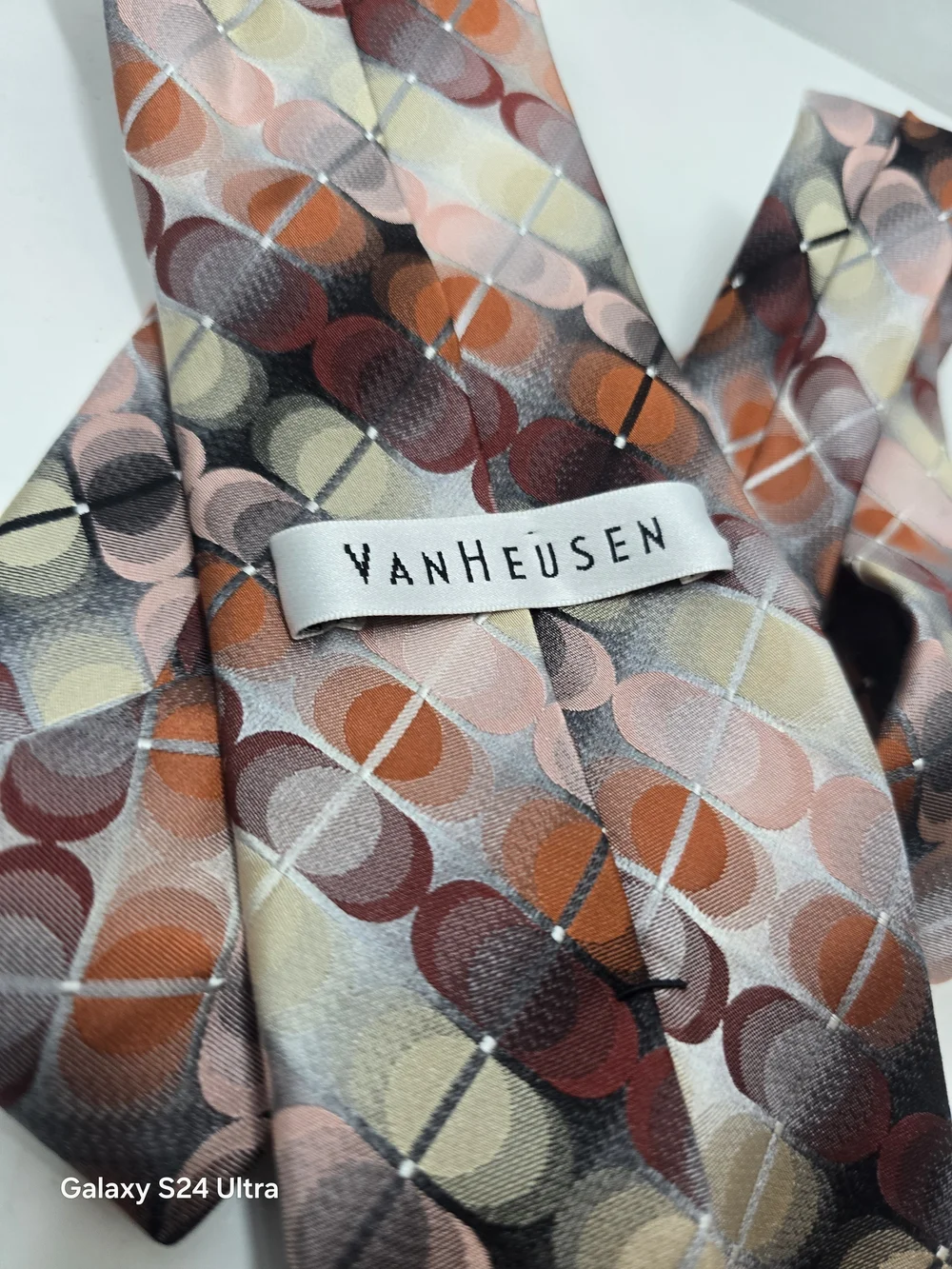 Van Heusen 100% Silk Geometric Abstract Pattern Necktie Tie